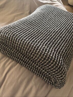 Pottery Barn Black and White Knit Throw